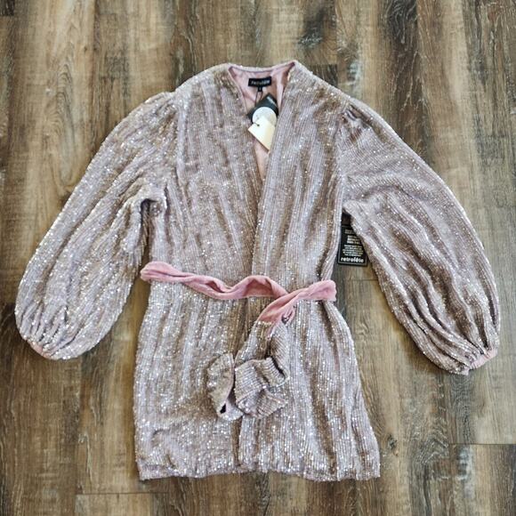 Retrofete Gabrielle Robe Dress in Dusty Lilac Size Small Sequins NWT - Picture 2 of 12